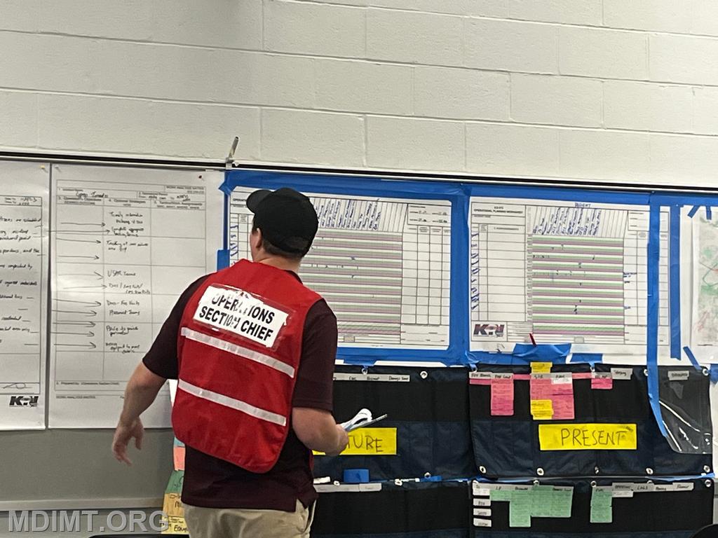 Red Team OSC Jon Caudle checks the objectives to work assignments.